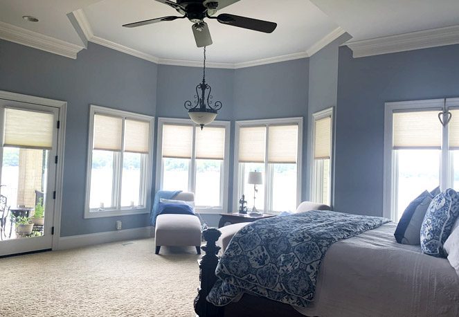 Carrie's Creations Interior Painters | Charlotte, NC | Painted Blue Bedroom Tray Ceiling